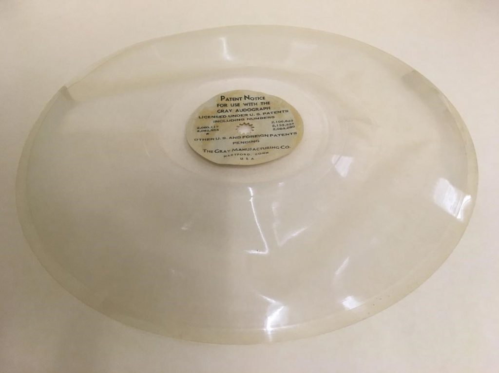 A warped dictation disc.