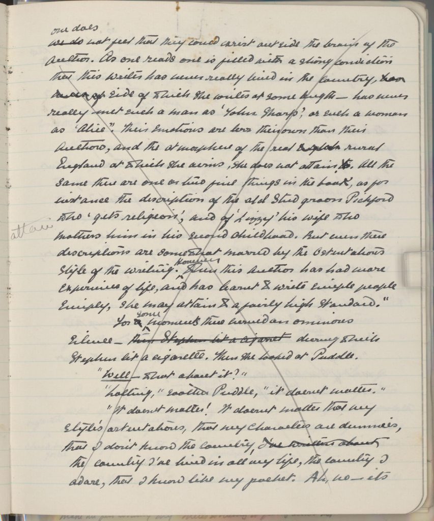 Radclyffe Hall (1880-1943). Manuscript page of "The Well of Loneliness." From the Radclyffe Hall and Una Troubridge papers at the Harry Ransom Center.