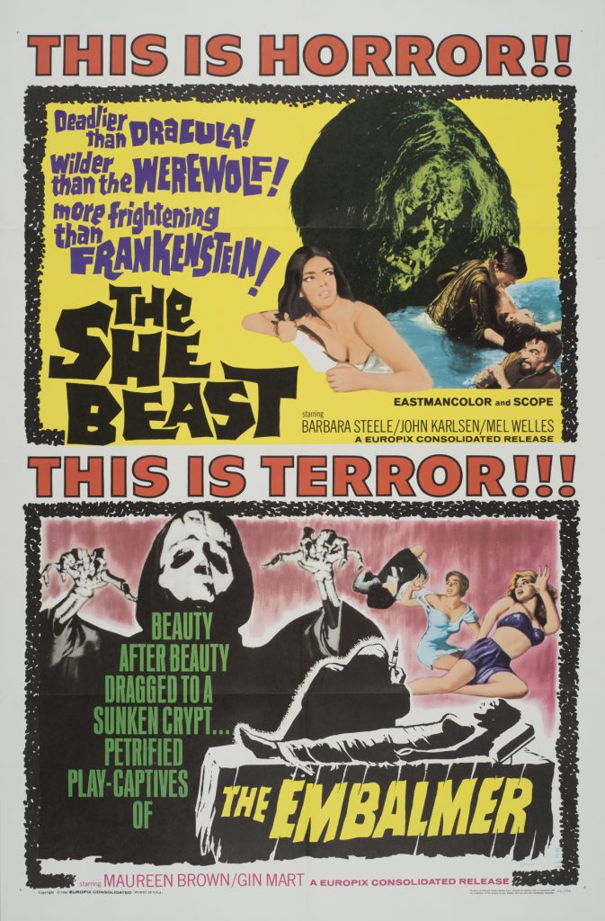 The She Beast; The Embalmer (double feature), Date: 1966, size: 27x41 inches, from the Interstate Theater Collection