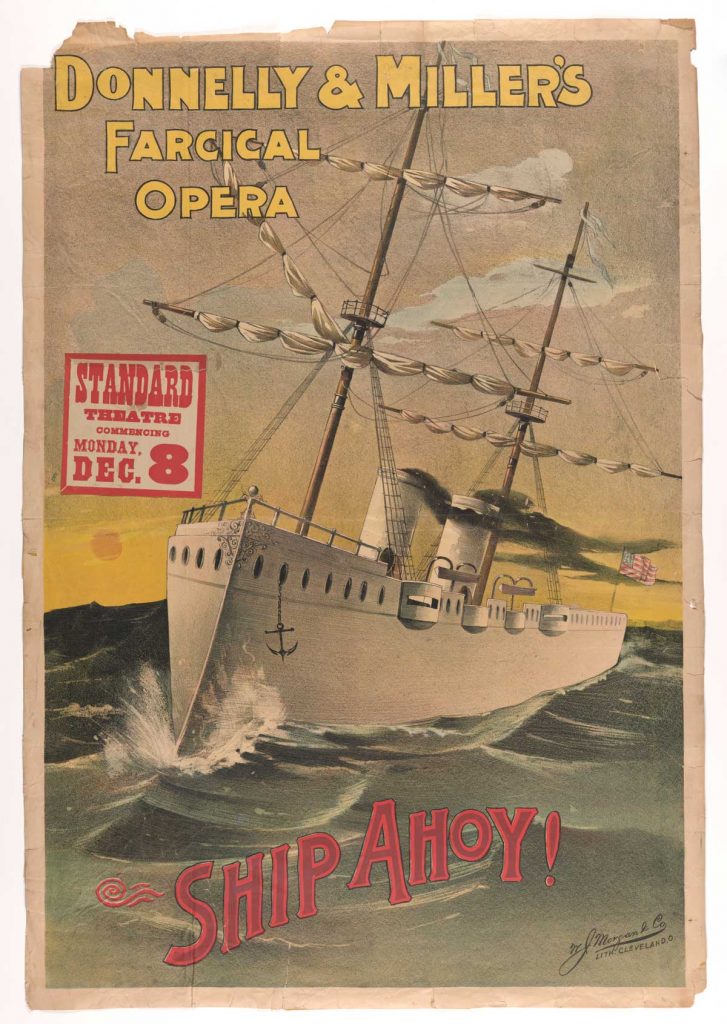 Poster for Donnelly and Miller's "Ship Ahoy!," 1890. Popular Entertainments Collection ("Musical Comedies," drawer 1), Harry Ransom Center