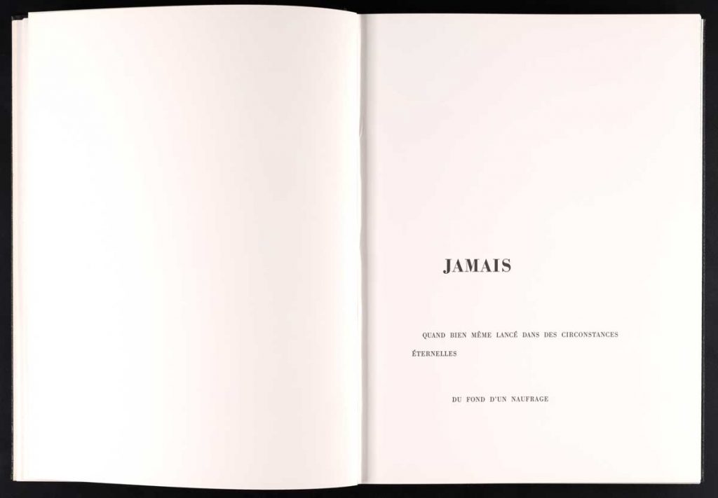 Page from The Limited Editions Club publication of Un Coup de Dés by Stéphane Mallarmé (New York: The Limited Editions Club, 1992).