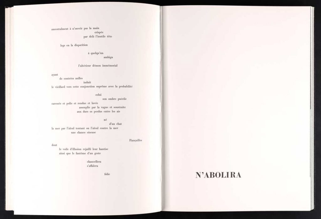Page from The Limited Editions Club publication of Un Coup de Dés by Stéphane Mallarmé (New York: The Limited Editions Club, 1992).