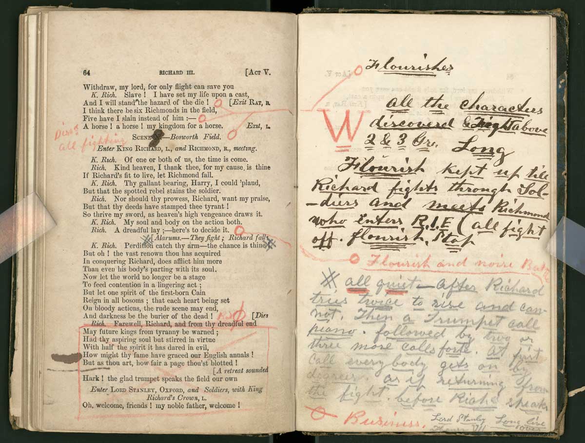 John Wilkes Booth’s promptbook for Richard III, ca. 1861–1864. Manuscripts Collection, Harry Ransom Center.