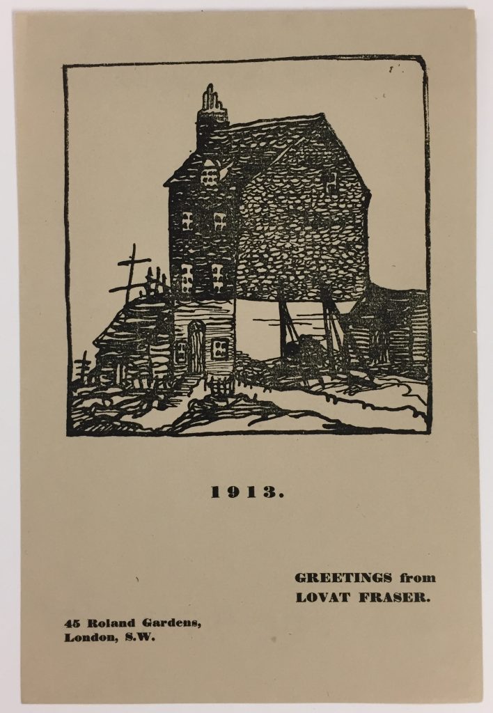Claud Lovat Fraser, holiday greeting card, 1913, 72.20.17c