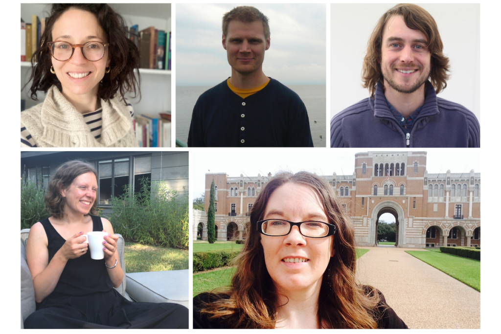 Clockwise from top left: Tamara Atkin, Mark Tardi, Oliver Gruner, Sinead Moynihan, and Nicola Wilson.