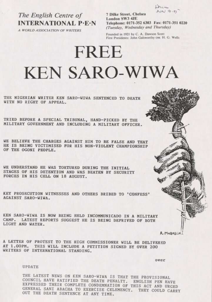 Free Ken Saro-WIWA poster