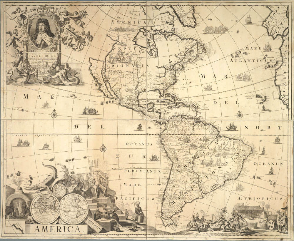 Map of "AMERICA" (1706-1710?) by Amsterdam firm of Covens and Mortier. 