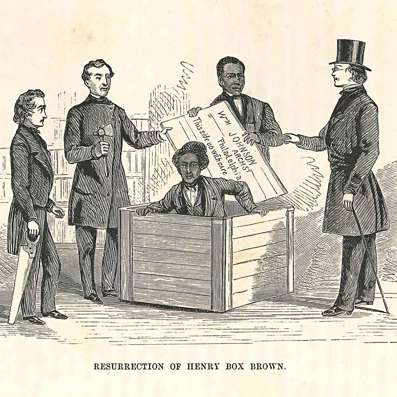 Henry Box Brown emerging from a box