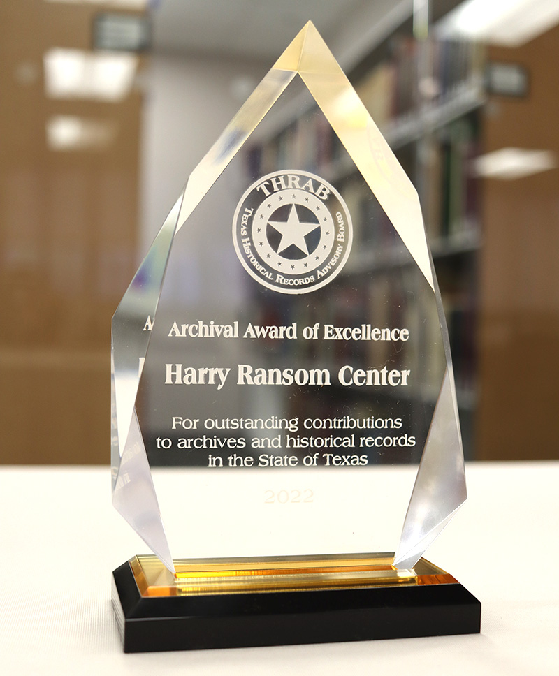 Center Wins Archival Excellence Award