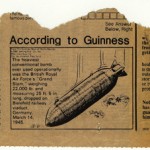 Newspaper clipping of a British bomb used in research for Night Soldiers.