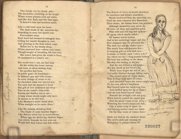 Page from John Greenleaf Whittier's "Moll Pitcher" (1832).