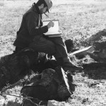 David Mamet on set of "The Postman Always Rings Twice" (1981). 1980. Unknown photographer.
