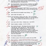 Notes from editor Michael Pietsch to Wallace regarding draft of "Infinite Jest," dated Dec. 22, 1994. The annotations are Wallace's.