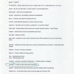 Page from word list compiled by Wallace.