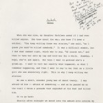 Typescript page from "Ambush" chapter of "The Things They Carried" with annotations by O'Brien. He changes the title of the chapter, noting "This chapter is one I must keep. I like it. Sorry."