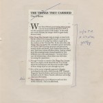 Descriptive copy for the bound galley's of "The Things They Carried."