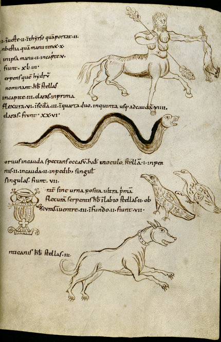 The Tegernsee Miscellany (named after the Bavarian monastery where it originated) is the oldest Western manuscript at the Ransom Center and dates from the early 11th century. It contains several different texts; among the most interesting are excerpts from an illustrated work on natural history by the Venerable Bede, an astrological treatise, and recipes for making medicines.