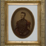 Solider, 4th U.S. Artillery. Unidentified photographer. Oil and Watercolor on tintype. Ca. 1868. Renaissance Revival style gilt frame.