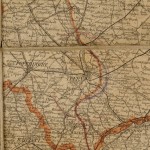 Closeup of area where Blunden recovered the map on July 31, 1917. St. Julien is northeast of Ypres (“Ypern” in German) at the upper edge of the panel; Passchendaele is just above St. Julien on the next panel. To the left of Passchendaele is seen “Langhemarcq” (Langemarck). The area shown in this detail was, along with Verdun in France, the most violently fought over terrain in the whole of the Great War.