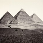 Francis Frith, "The Pyramids of El-Geezeh, From the South-West," 1859. Albumen print. 37.7 x 48.8 cm.