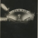 Exterior lights at night of the Majestic Theatre Fort Worth. Hoblitzelle-Interstate Collection.