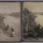 Southworth and Hawes [Albert Sands Southworth and Josiah Johnson Hawes], "River View with Seated Figure," ca 1854. Stereo daguerreotypes. 21.4 x 16.4 and 21.4 x 16.4 cm.