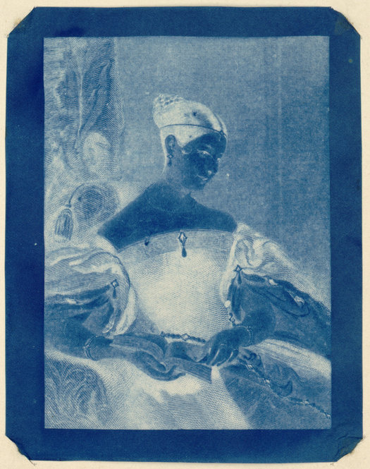 Sir John Herschel. "The Honourable Mrs. Leicester Stanhope," 1836. Cyanotype. Herschel invented the cyanotype process.