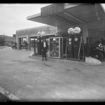 Unidentified Itinerant Photographer, "Shell Service Station," 1934.Gelatin silver glass plate negative.
