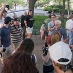 Magnum photographers host an open bus outside their R.V. before their event "Postcards From America" on Friday, May 13. Photos by Pete Smith.