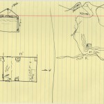 Map of Yates's Post River cabin and surrounding area drawn by Warren Skaaren.
