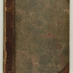 Deteriorated leather and marbled paper cover of printed reproductions of forged Shakespearian manuscripts.