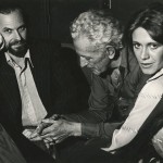 Rip Torn, Nicholas Ray, and Marilyn Chambers discussing Ray’s film project, "City Blues," ca. 1976.