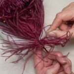 Varnell mended this feather with three layers of Japanese tissue, acrylic archival adhesive, and polyester filament. Photo by Pete Smith.