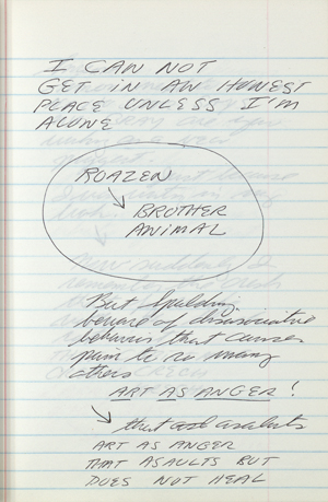 Page from Spalding Gray journal, which spans from February to April 1990.