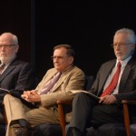 Coetzee visited The University of Texas at Austin in May 2010 to give a talk as part of the Graduate School's 1910 Society Lecture Series, which celebrated the 100th anniversary of the school. From left, Michener Center for Writers Director Jim Magnuson, Ransom Center Director Thomas F. Staley, and Coetzee. Photo by Marsha Miller.