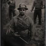 Robb Kendrick. "Untitled: Elko, Nevada, series for National Geographic Magazine," July 2003. "This image was taken in 2003 in Elko Nevada for National Geographic. This was a small story about the town. It was the first time NG had ever commissioned a tintype as the process was obsolete by the time they started publishing images in 1887. The men in the image are BLM (Bureau of Land Managment) firefighters. They are based in Elko to fight fires on BLM lands out west."