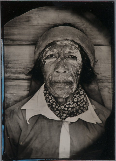 Robb Kendrick. "Untitled: Raramuri series," March 2008. "This image was taken in Copper Canyon Region of Chihuahua, Mexico, where the Tarahumara or Raramuri Indians live. These people retreated to this remote canyon area after the Spanish arrived and tried to convert them. They have remained relatively isolated for 500 years. This person is wearing white paint for Semana Santa celebrations which take place during Easter."