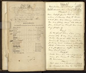 Page from John Brougham's prompt copy of a theatrical adaptation of "David Copperfield." Undated.