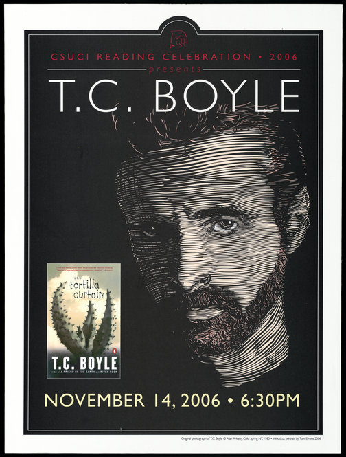 Promotional poster for a reading of "The Tortilla Curtain" by T. C. Boyle on November 14, 2006.