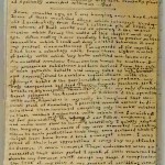 First page of Charlotte Brontë's manuscript for "Something About Arthur." The size of the manuscript papers is 5.7 cm by 9.5 cm (2.5 inches by 3 5/8 inches).