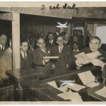 Morris L. Ernst (left, holding book) was one of the most active attorneys for the anti-censorship cause during the interwar years. In this 1935 photograph, from the "New York Journal American" collection, Ernst defends the Gustavo Flaubert's "November."