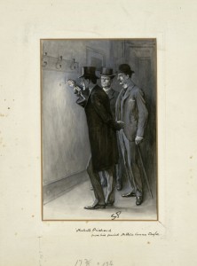 This illustration for “The Adventure of the Norwood Builder” is one of 356 drawings Sidney Paget created for the original publication of the Sherlock Holmes tales in The Strand Magazine. Arthur Conan Doyle art collection.