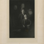 Doyle amassed a large collection of spirit photography. This image features Harry Houdini, whose friendship with Doyle soured when the magician denied he had the supernatural powers Doyle attributed to him. Arthur Conan Doyle photography collection.