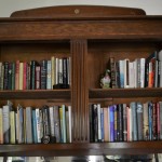 Campbell keeps a shelf of books written by the scholars who have stayed with her. Photo by Alicia Dietrich.