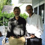 Scholars Ted Bishop and Ira Nadel on Campbell's front porch.