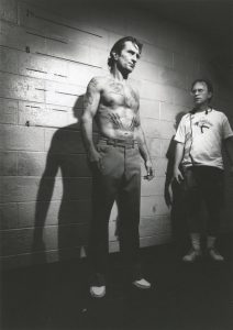 A production still of Robert De Niro as Max Cady, the bible verse-tattoo sporting convict from "Cape Fear."