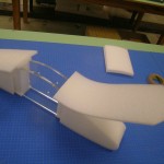 Polyethylene foam is archival, lightweight and flexible, which makes it the perfect product to use for this project. Adding it to the outside of the hanger protects the suit and is support padding for the shoulders. Photo by Wyndell Faulk.