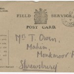 A standard British Army Field Service Postcard sent from Wilfred Owen to his mother, Susan Owen, on April 5, 1917.