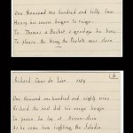 Undated children's verse cards from Sara Coleridge collection. These verses—on such topics as English history, Latin vocabulary, and animals—formed the foundation for Coleridge's “Pretty Lessons in Verse for Good Children and Lessons in Latin, in Easy Rhyme,” published in 1834.