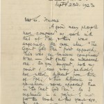 Autograph letter from Arthur Machen to Munsen Havens dated September 23, 1923. Letter from Arthur Machen Reproduced by permission of A.M. Heath & Co Ltd.